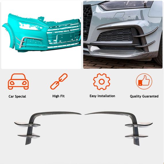 Накладки на передній бампер Flap V2 (для S-Line 2016-2020, Карбон) для Ауди A5 рр | Зображення 1