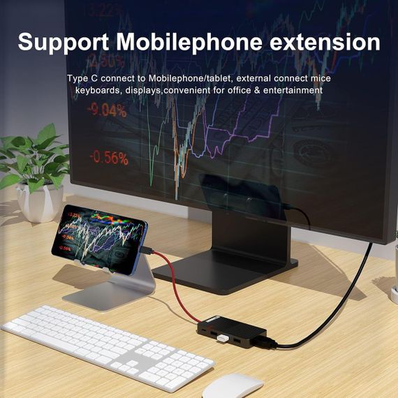 Док-станция 7в1, USB-C хаб с HDMI 4K, USB 3.0, кардридерами SD/TF, PD зарядкой 100W черный HUB Type-C PD 100Вт | Зображення 3