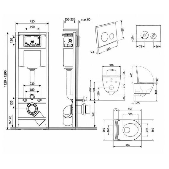 Готовое решение Qtap для ванной комнаты: подвесной унитаз Robin Ultra Quiet 520x365x365 + комплект инсталляции Nest 4 в 1 (круглая | Зображення 1