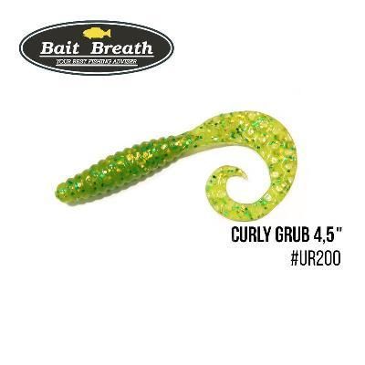 Силіконова приманка, Їстівний силікон Bait Breath Curly Grub 4,5" (8шт) (Ur200 Chartreuse)
