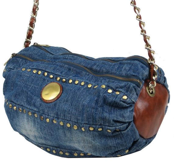 Уцінка! Циліндрична жіноча джинсова сумка Fashion jeans bag синя | Зображення 2