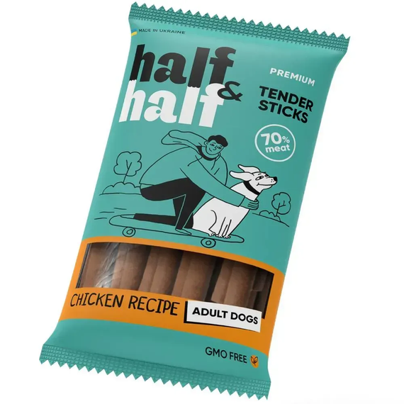 Ласощі для собак Half&Half Tender Sticks Adult, курка 100г