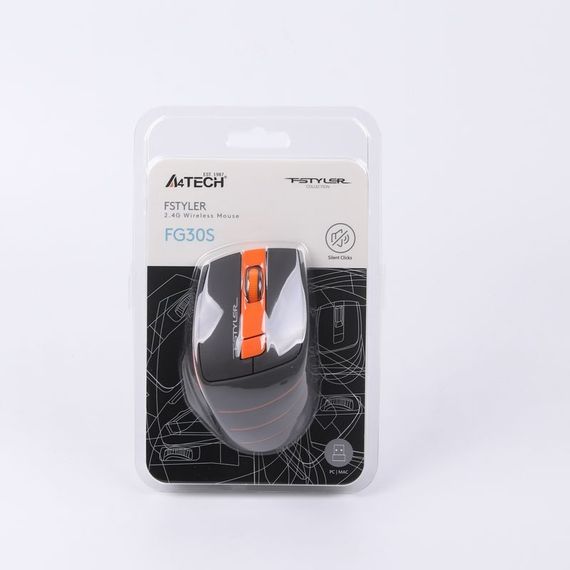 Миша бездротова A4Tech Fstyler FG30S (Orange), безшумна, USB, колір чорний+помаранчевий | Зображення 7