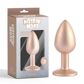 Анальная пробка розовое золото CHISA MATRIX MONT с перламутром и белым камнем, размер M sexstyle