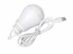 Портативна світлодіодна USB лампочка від повербанка світильник USB LED Лампа 5 Ват з кабелем 0.9 м Білий