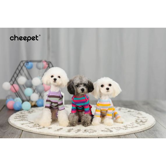 Трикотажный комбинезон для собак Cheepet Сердечко, полосатый без капюшона, сиреневого цвета | Зображення 3