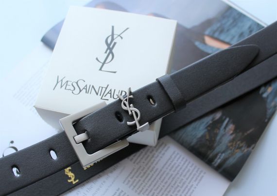 Женский ремень ширина 3 см пряжка белое серебро Yves Saint Laurent черный | Зображення 3