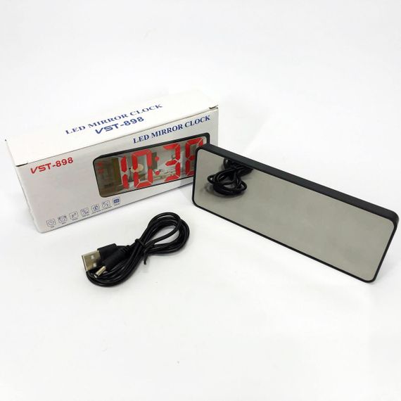 Електронний настільний LED годинник від USB VST-898-4 з будильником і термометром оригінальний настільний годинник | Зображення 5