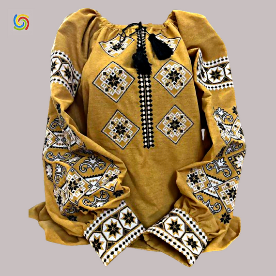 Рубашка Украинская вышиванка  32282 цвет жёлтый размер M