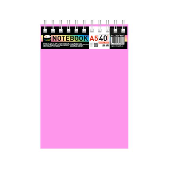Блокнот А5 В-БП5-40(Pink) 40 аркушів, пружина зверху