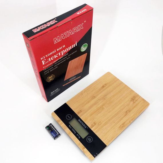 Ваги кухонні MATARIX MX-406 5кг Wood, Кухонні ваги для приготування страв, Ваги для домашньої кухні | Зображення 3