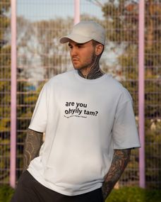 Oversize футболка з принтом Are You Ohyily Tam біла