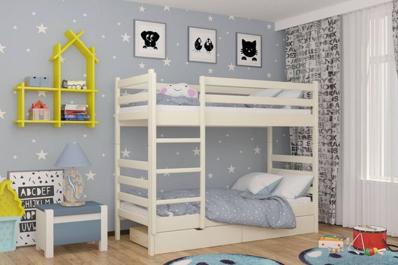 Двоярусне дитяче ліжко Mebigrand Соня Айворі (S0505Y30R) 80х200 см з ящиками (MBG-2433)