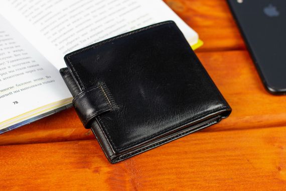 Класичне чоловіче портмоне з натуральної шкіри ST Leather В102 Чорний | Зображення 6