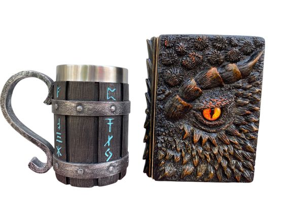 Подарунковий набір Кухоль 3D Скандинавські Руни та Блокнот 3D «Жар Серця Дракона»