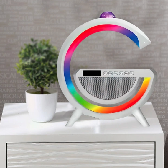 Настольная смарт лампа-ночник 3 в 1 RGB G2388 с беспроводной зарядкой ∙ Многофункциональный ночник Bluetooth колонка RGB 2388 | Зображення 5
