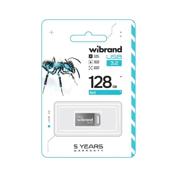 USB флеш накопичувач Wibrand 128GB Ant Silver USB 3.2 Gen 1 (USB 3.0) (WI3.2/AN128M4S) | Зображення 1