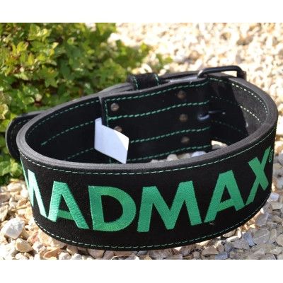 Атлетический пояс MadMax MFB-301 Suede Single Prong шкіряний Black/Green XXL (MFB-301_XXL) | Зображення 3
