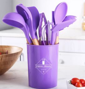 Набір кухонних предметів Silicone kitchen utensils set 12 предметів Фіолетовий