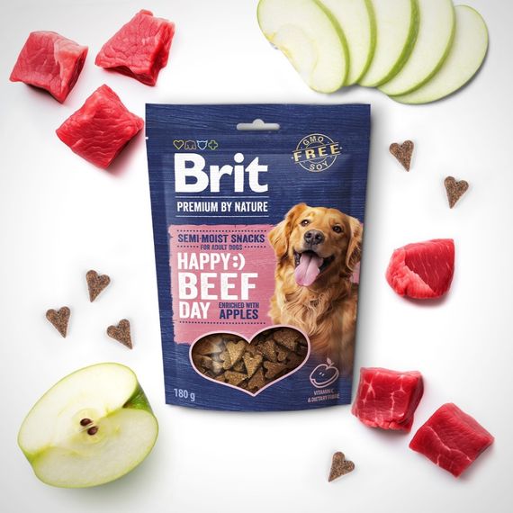 Ласощі для собак з яловичиною Brit Premium Semi-Moist Snacks Beef With Apples, 180 гр | Зображення 1