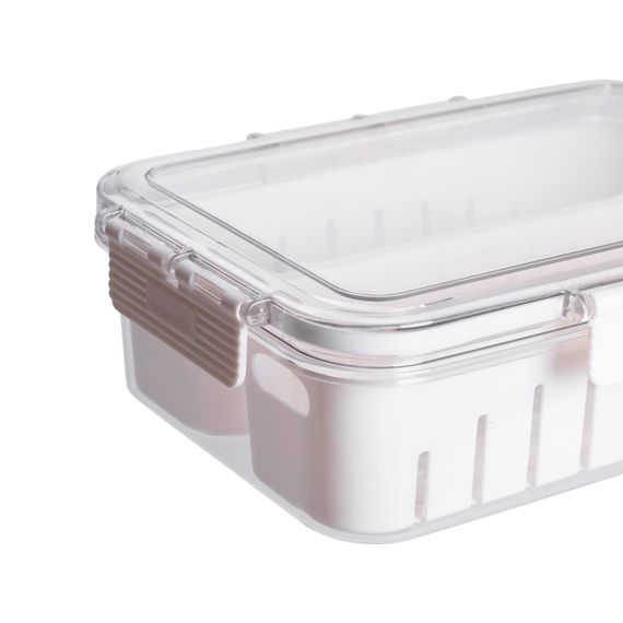 Контейнер для їжі з 2 відсіками 23.5х17х7 см судок для їжі пластиковий 1.4 л Білий HP-27-11 | Зображення 4
