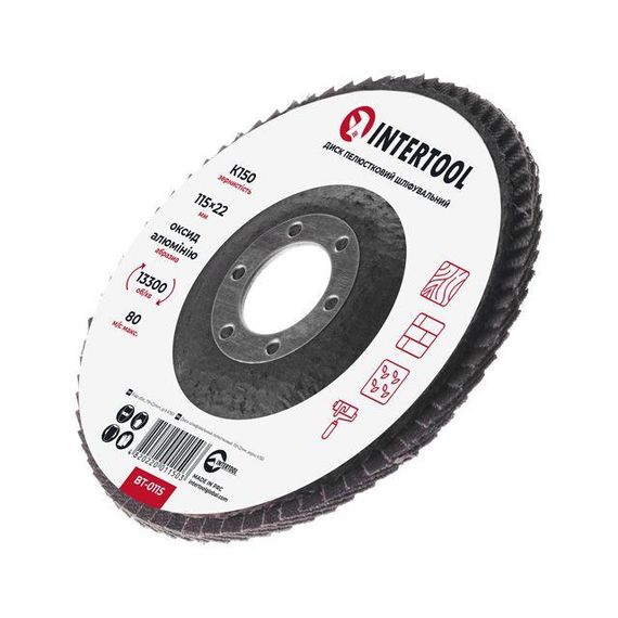 Диск шліфувальний пелюстковий 115*22 мм, K150 INTERTOOL BT-0115 | Зображення 2