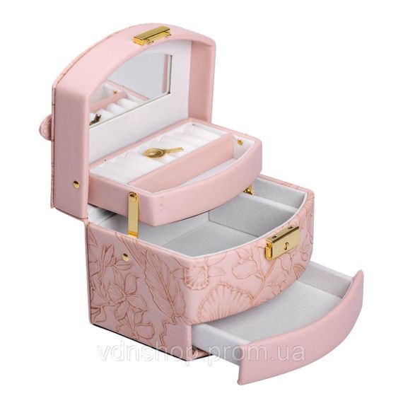 Скринька для прикрас з еко шкіри 3 яруси із замком органайзер для ювелірних виробів HP-5-23P | Зображення 1