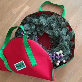 Сумка-чехол для хранения новогодних украшений круглая d-50 см красная