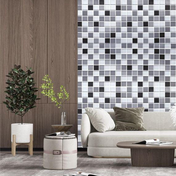 Декоративна ПВХ панель чорно-біла мозаїка 960х480х4мм (1181) SW-00001432 | Зображення 3