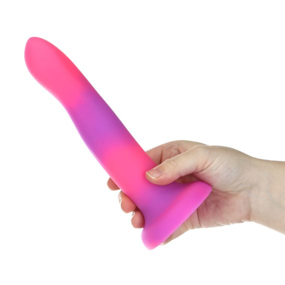 Фалоімітатор, що світиться в темряві, ADDICTION Rave 8″, Glow in the Dark Dildo Pink Purple, 20,3 см | Зображення 4