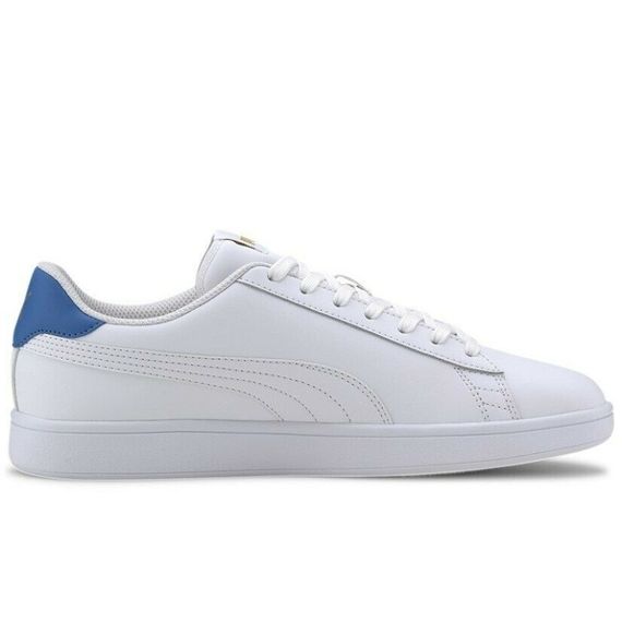 Кроссовки-кеды мужские Puma Smash V2 L 365215 18 (белые с синим, кожаные, повседневные, закрытые, бренд пума) | Зображення 1