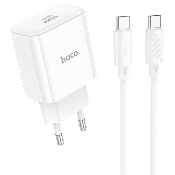 Набор СЗУ 110-240V HOCO C76A Pro+ Type-C кабель, USB-C, PD30W, кабель 1м, White, Box