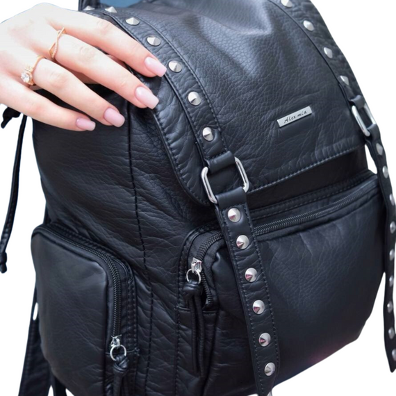 Рюкзак жіночий з якісної екошкіри. Рюкзак для дівчаток. Рюкзак чорний 35х32х15 | Зображення 1