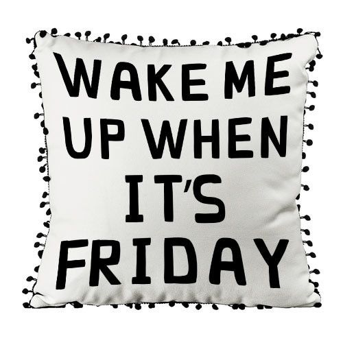 Подушка из мешковины с помпонами Wake me up when it`s friday 45x45 см (45PHBP_URB009)
