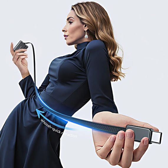 МЗП Usams US-CC296 GaN With Retractable Type-C Cable Xiang Ser. 30W (1USB-A/1C) Black | Зображення 5