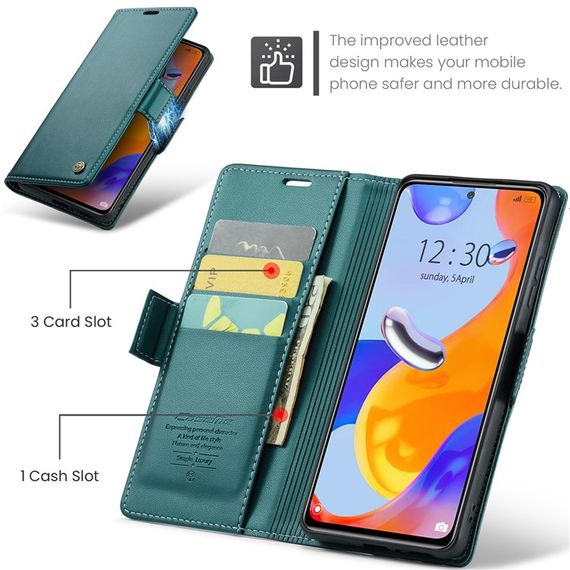 Шкіряний чохол-книжка Retro Case для Xiaomi Redmi Note 11 4G / 11s / Note 12s колір Зелений | Зображення 6