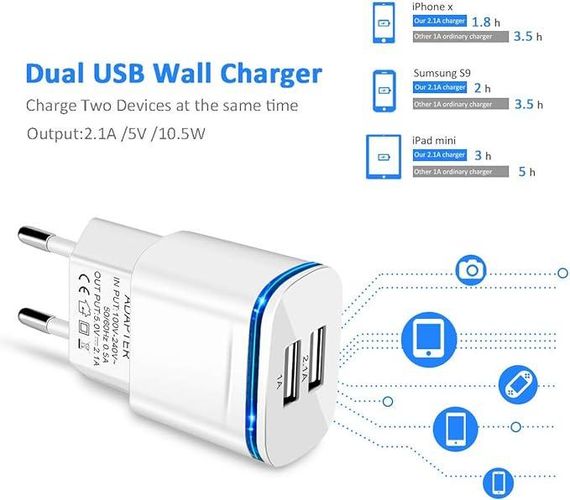 USB-зарядний пристрій Luoatip 2,1 А/5 В, 2 шт. | Зображення 6