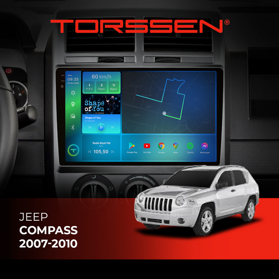 Штатна магнітола Torssen 2K Jeep Compass 07-10 F10464 4G Carplay DSP