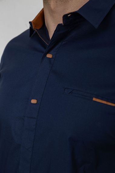 Рубашка мужская однотонная  -уценка, цвет синий, 214R7118-U-5 | Зображення 9