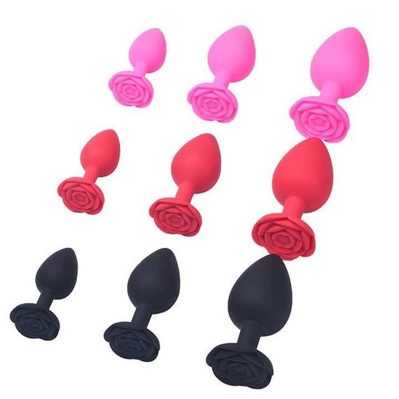 Силіконова анальна пробка "Роза" - 7*2,8 см (S) — Чорний — Анальні іграшки | Зображення 1