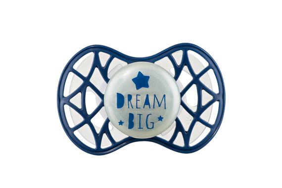 Пустышка симметрическая Nuvita NV7085 Air55 Cool 6m+ &quot;DREAM BIG&quot; светящаяся в темноте темно-синяя (NV7085GBM)