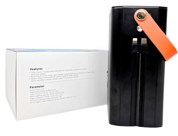 Power Bank 80000 mAh 22,5 W Tungil Y108 реальна ємність швидка зарядка QC3.0 зовнішній акумулятор з ліхтарем та дисплеєм павербанк | Зображення 3
