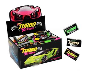 Жувальна гумка Turbo Xtreme, блок 100 шт з вкладишами авто, оригінальна турецька жуйка Турбо на подарунок