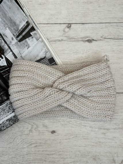 Пов'язка на голову в'язана тепла Сіро-Коричневий 55-58р  One Size (3122) | Зображення 2
