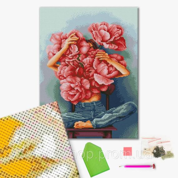 Алмазная мозаика "Пионы в объятиях" ©Mykhailyshyna Daria DBS1073 Brushme 40х50 см | Зображення 1