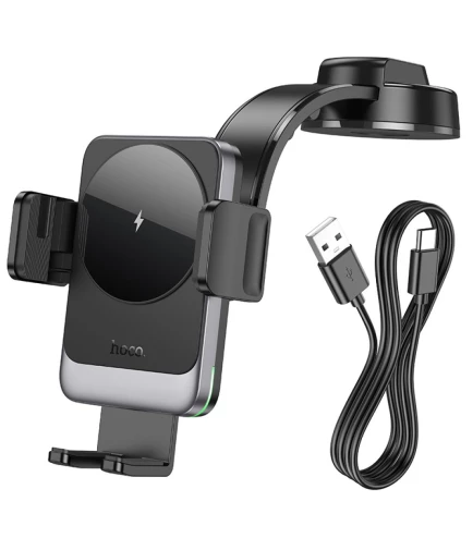 Автомобільний утримувач телефону з бездротовою зарядкою Hoco HW14 Speed ​​15W Чорний | Зображення 4