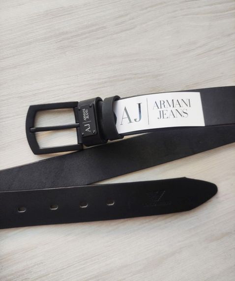 Мужской кожаный ремень Armani с черной пряжкой | Зображення 2