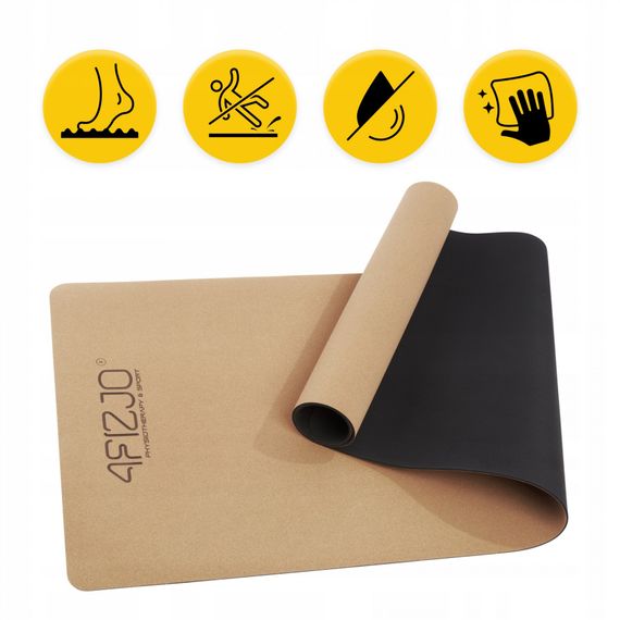 Килимок (мат) спортивний 4FIZJO Cork 183 x 61 x 0.4 см для йоги та фітнесу 4FJ0590 (P-5907739319562) | Зображення 3