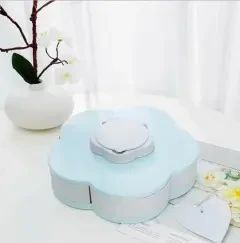 Вращающаяся складная двухъярусная конфетница SUNROZ Flower Candy Box для конфет и фруктов | Зображення 2