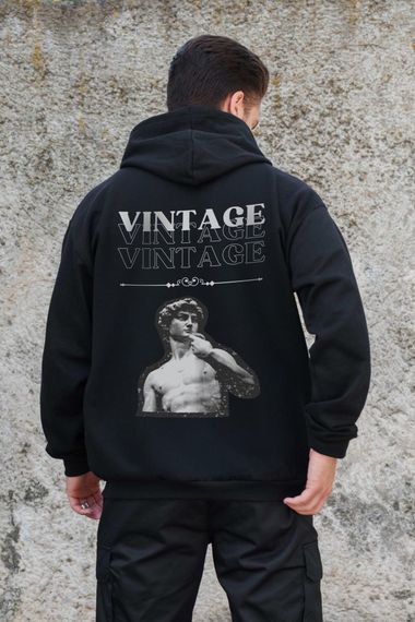 Утеплене зіп худі на флісі зіпер з принтом Vintage Without Kane Black | Зображення 1
